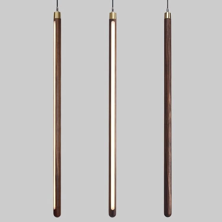 Long Strip Hanging Light - Walnut Pendant Light-ChandeliersDecor.com