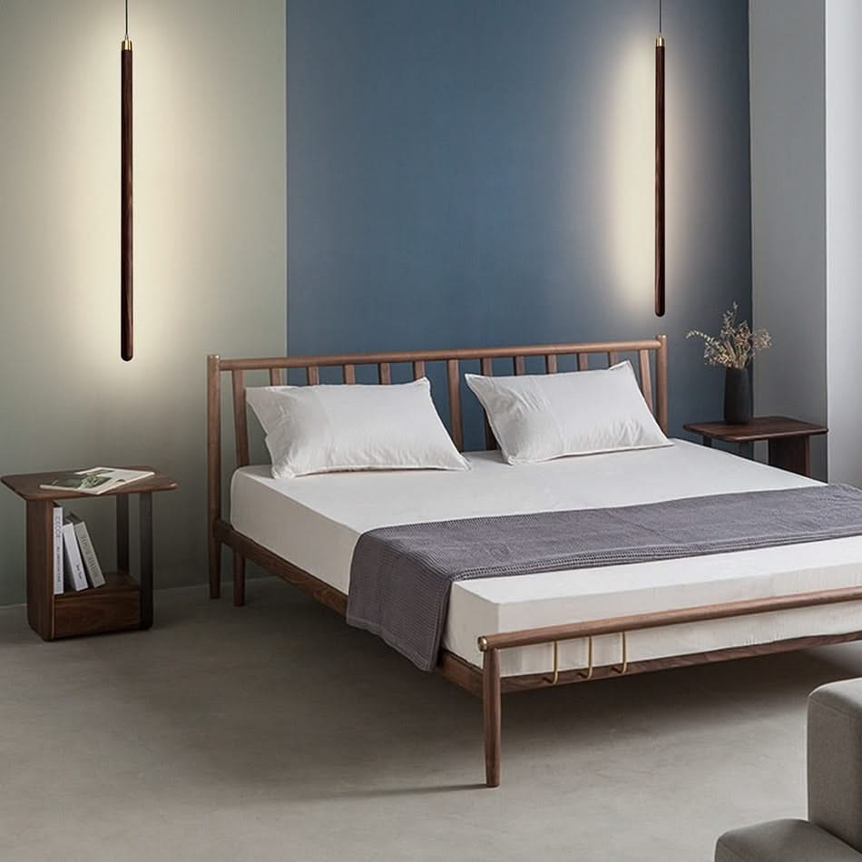 Long Strip Hanging Light - Walnut Pendant Light-ChandeliersDecor.com