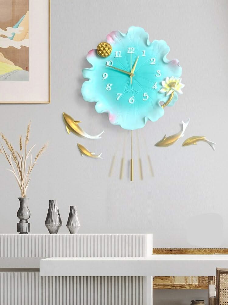 ChandeliersDecor.com-Wall Clocks-Lotus Leaf Wall Clock: Elegant Timepiece for Your Home