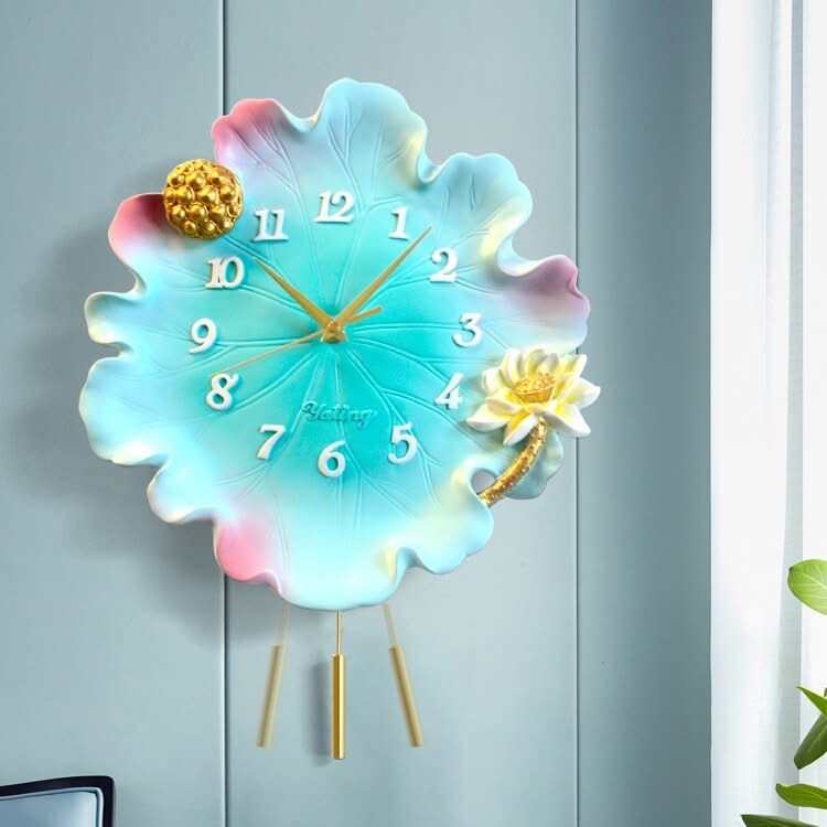 ChandeliersDecor.com-Wall Clocks-Lotus Leaf Wall Clock: Elegant Timepiece for Your Home