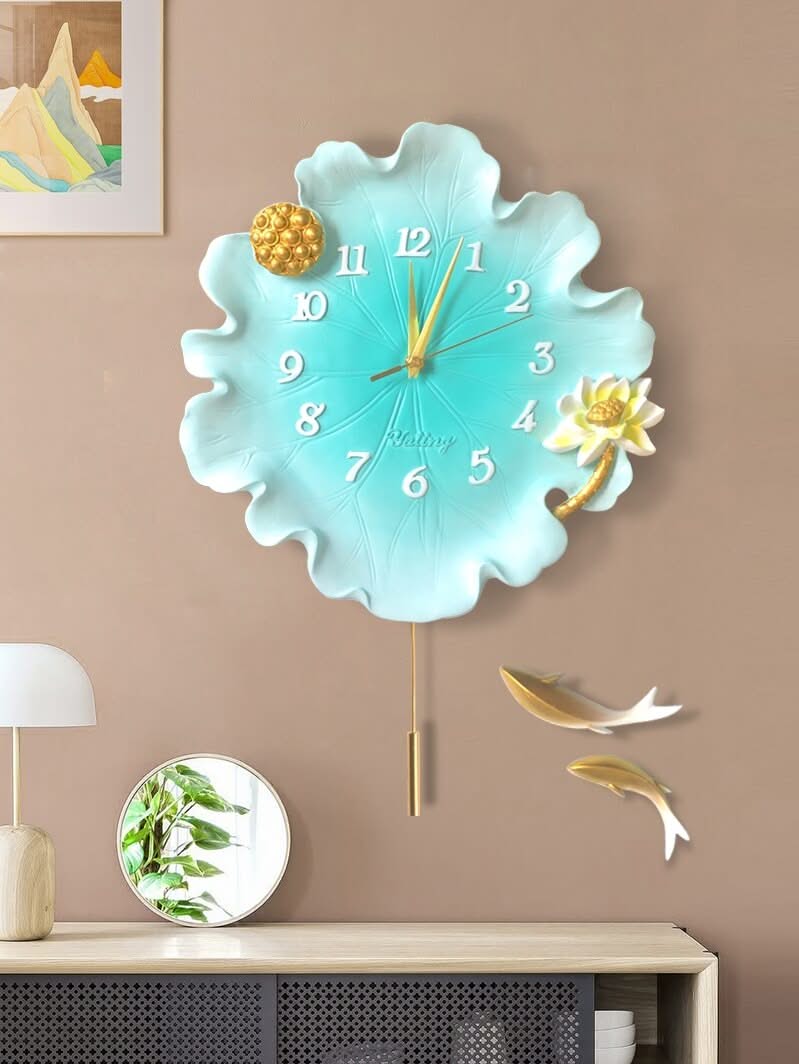 ChandeliersDecor.com-Wall Clocks-Lotus Leaf Wall Clock: Elegant Timepiece for Your Home