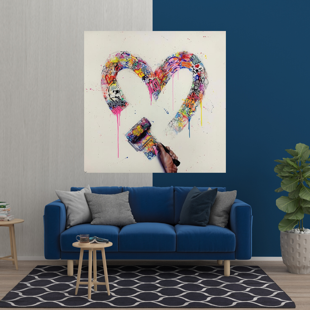ChandeliersDecor.com-Wall Posters-Love Heart Graffiti Canvas Wall Art