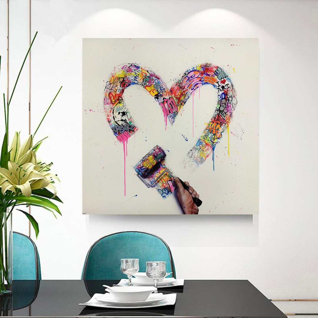 Love Heart Graffiti Canvas Wall Art-ChandeliersDecor.com