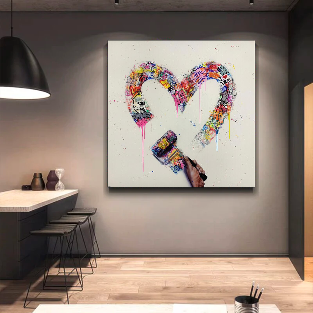 Love Heart Graffiti Canvas Wall Art-ChandeliersDecor.com