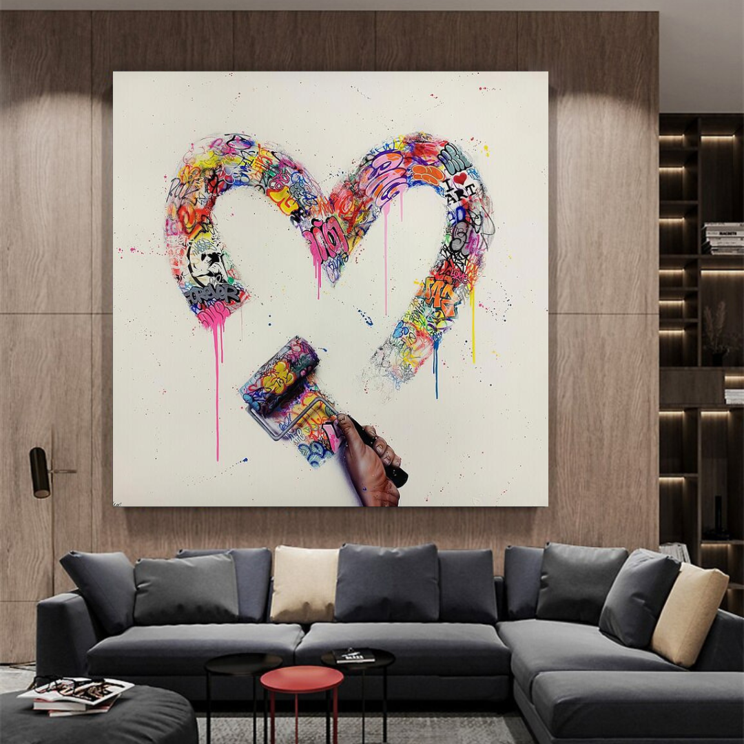 ChandeliersDecor.com-Wall Posters-Love Heart Graffiti Canvas Wall Art