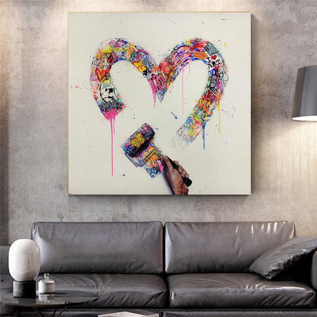 ChandeliersDecor.com-Wall Posters-Love Heart Graffiti Canvas Wall Art
