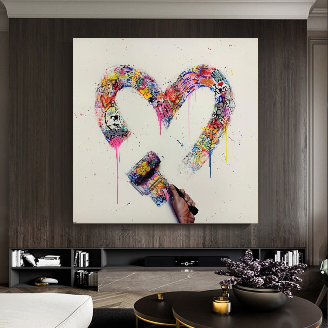 ChandeliersDecor.com-Wall Posters-Love Heart Graffiti Canvas Wall Art