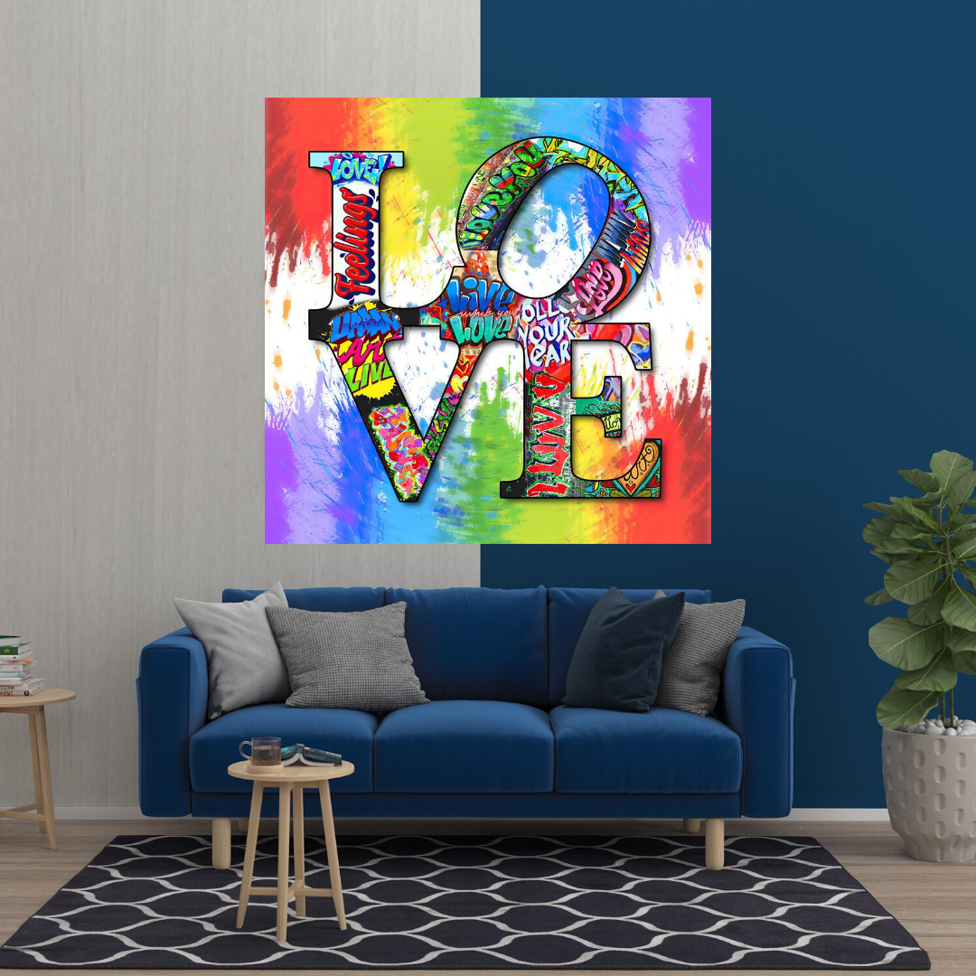 Love Rainbow Graffiti Canvas Wall Art-ChandeliersDecor.com