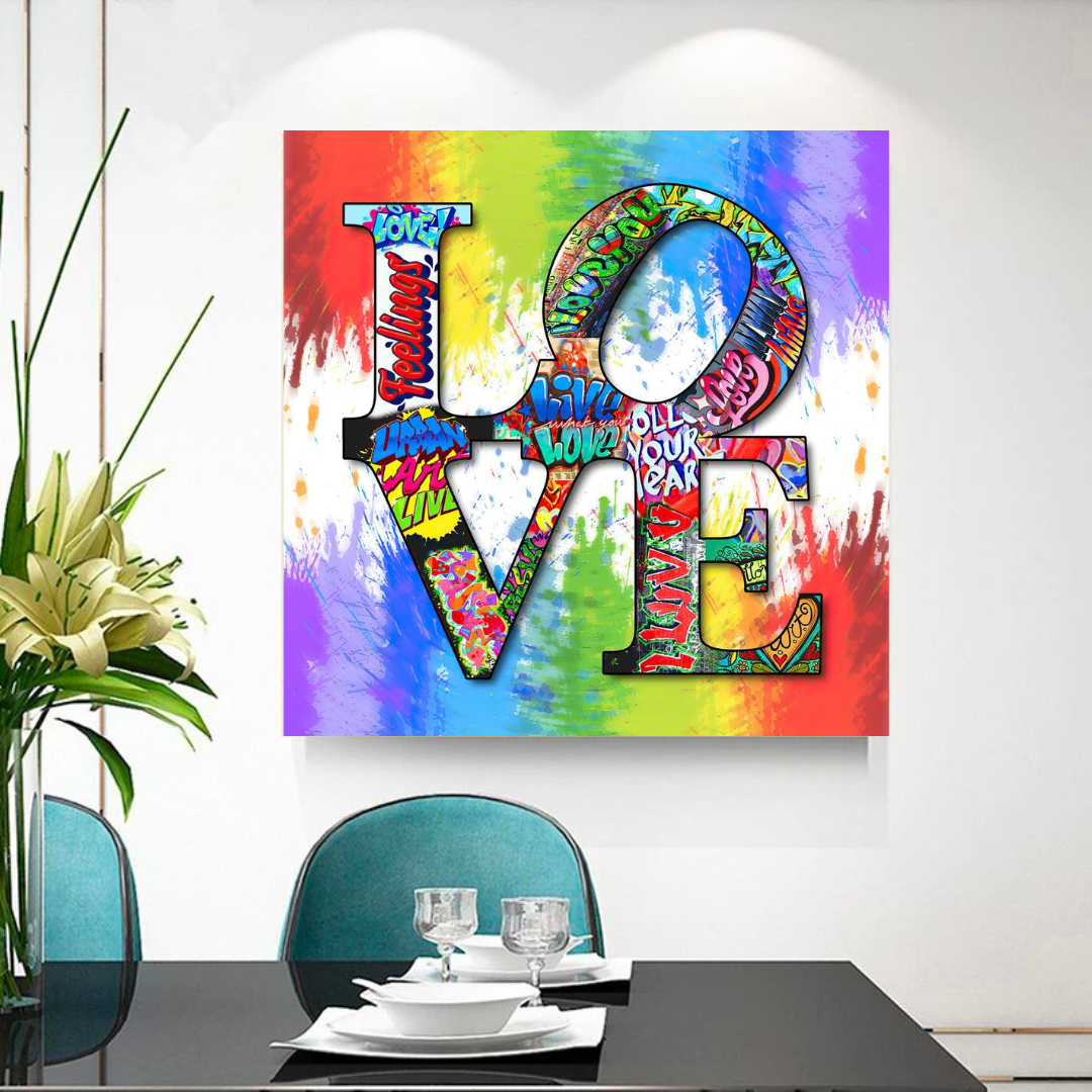 Love Rainbow Graffiti Canvas Wall Art-ChandeliersDecor.com