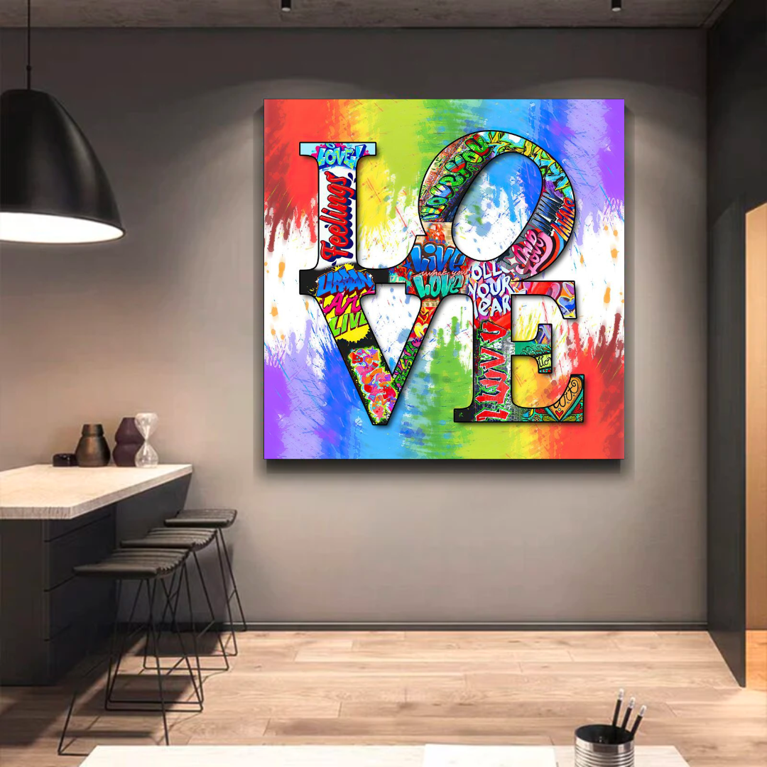 Love Rainbow Graffiti Canvas Wall Art-ChandeliersDecor.com