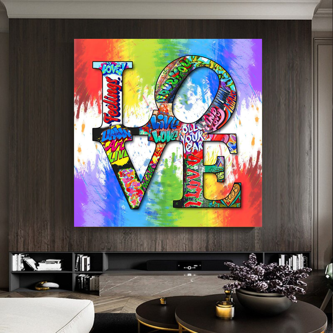 Love Rainbow Graffiti Canvas Wall Art-ChandeliersDecor.com