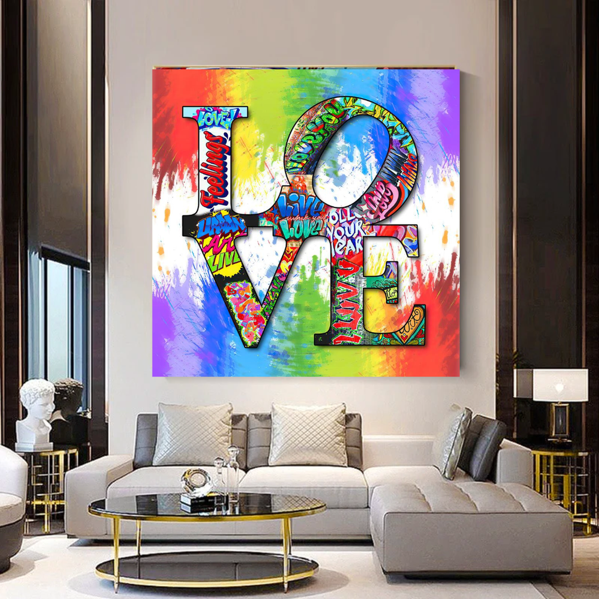 Love Rainbow Graffiti Canvas Wall Art-ChandeliersDecor.com