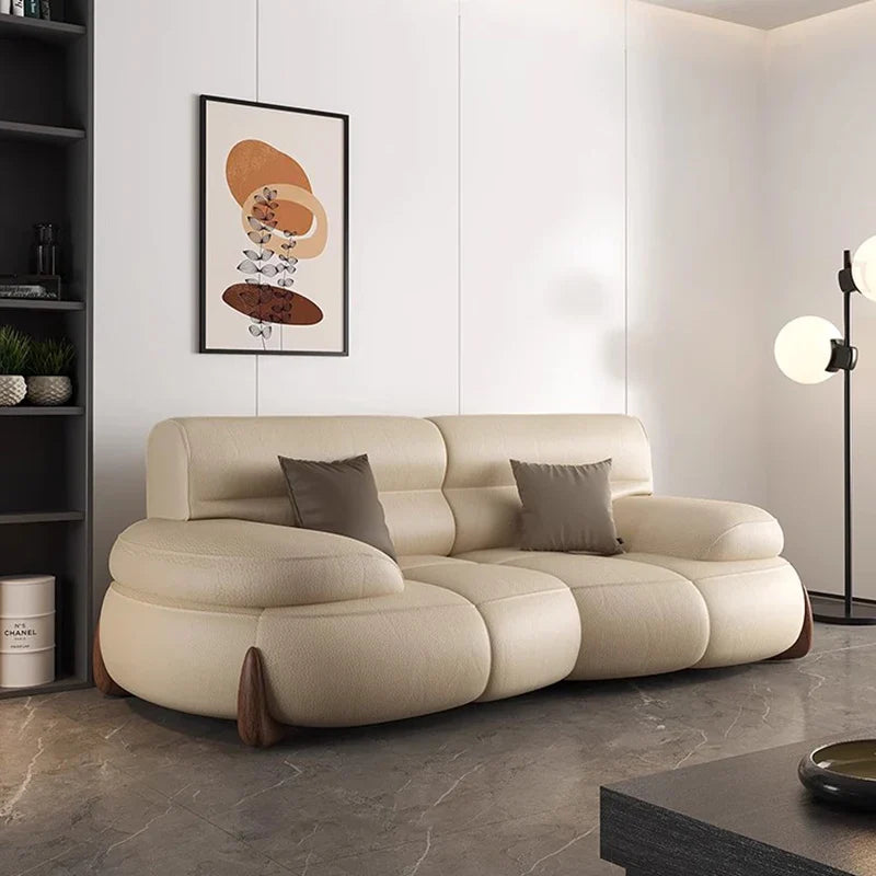 ChandeliersDecor.com-Sofa Set-Luxury Cow Hide Leather Sectional Sofa Set