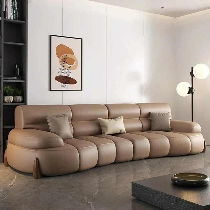 Luxury Cow Hide Leather Sectional Sofa Set-ChandeliersDecor.com