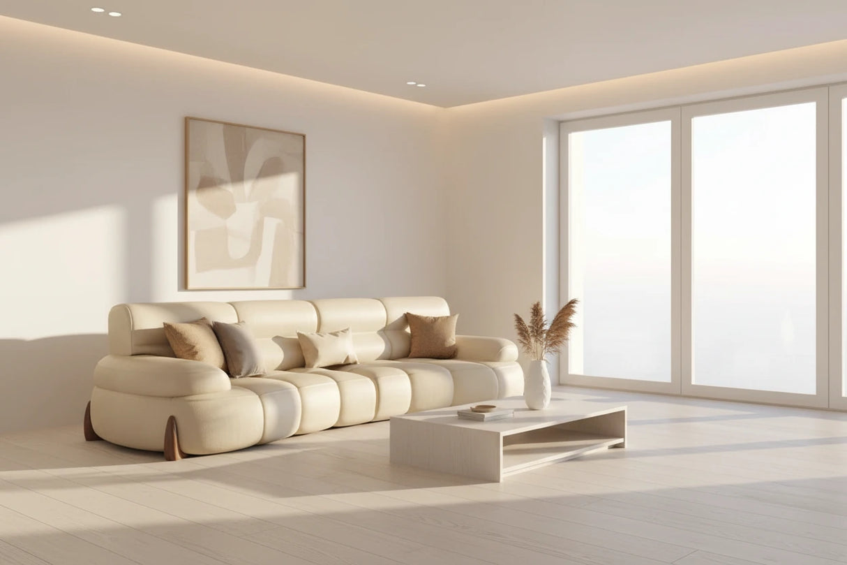 Luxury Cow Hide Leather Sectional Sofa Set-ChandeliersDecor.com