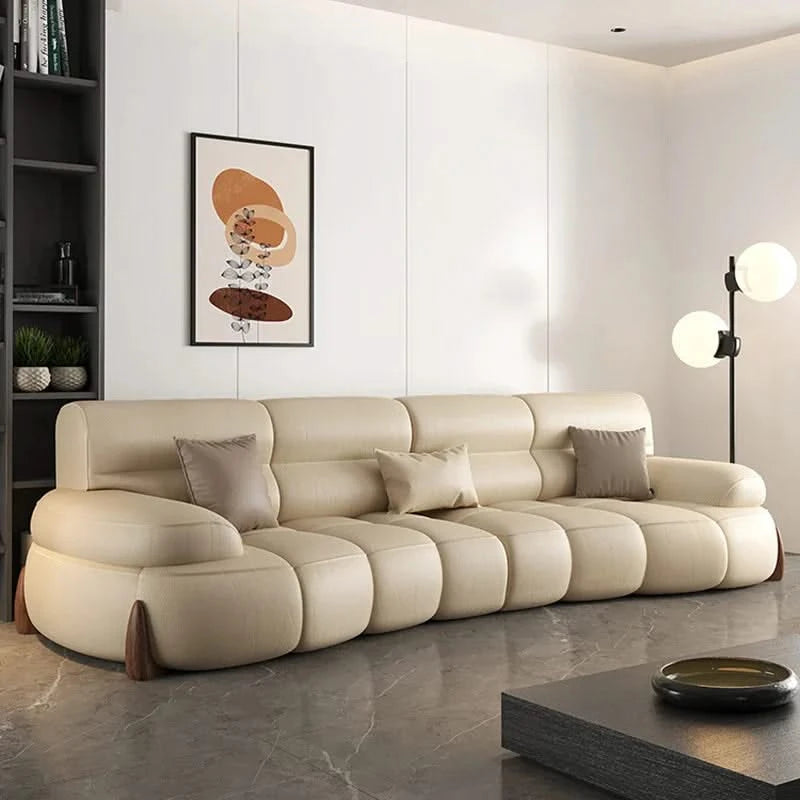 Luxury Cow Hide Leather Sectional Sofa Set-ChandeliersDecor.com