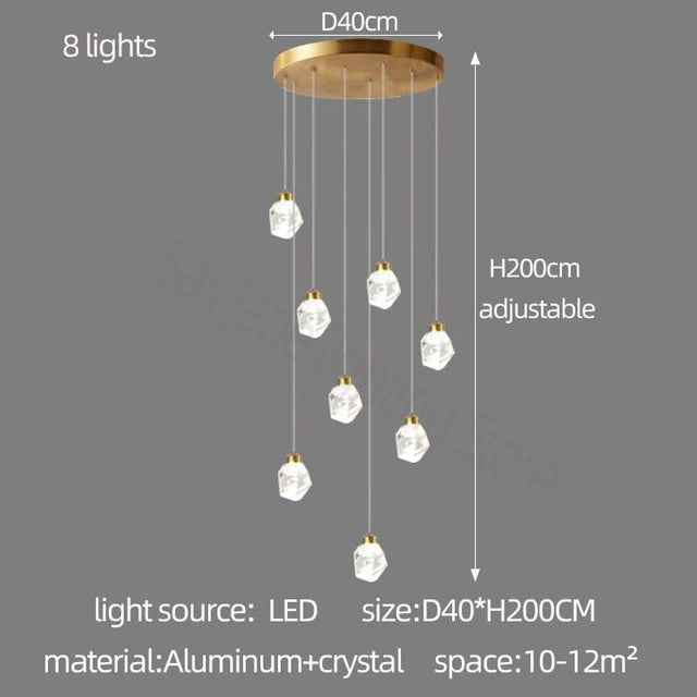 Luxury Crystal Staircase Chandelier with LED Lights-ChandeliersDecor.com