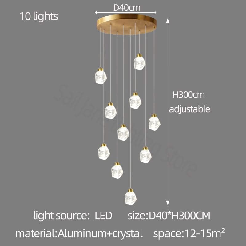 ChandeliersDecor.com-Staircase Chandelier-Luxury Crystal Staircase Chandelier with LED Lights
