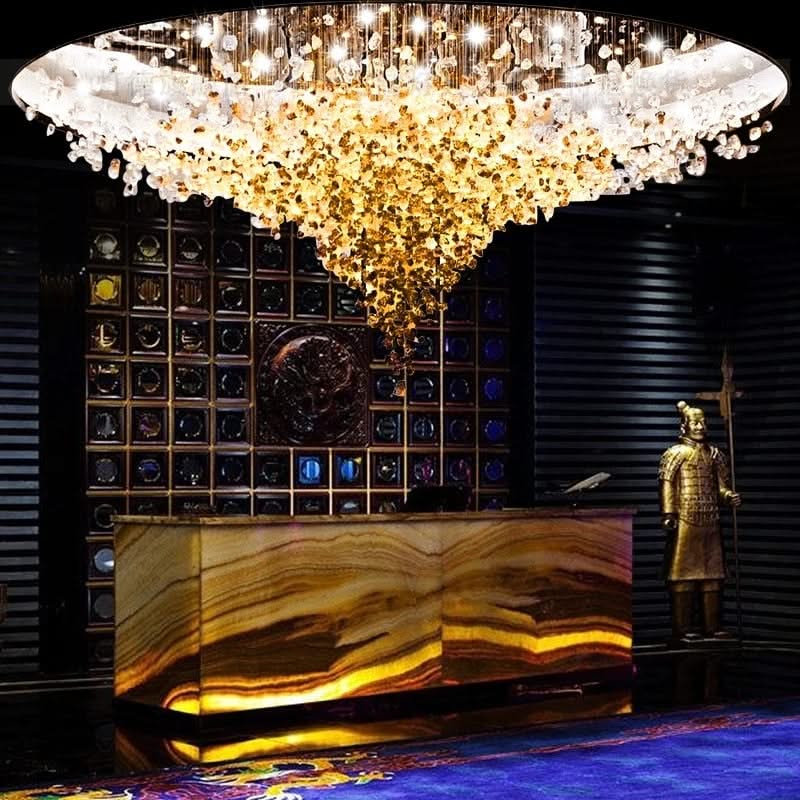 ChandeliersDecor.com-Staircase Chandelier-Luxury Crystal Stones LED Ceiling Chandelier