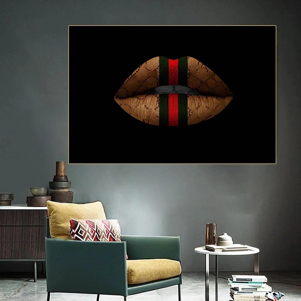 ChandeliersDecor.com-Wall Posters-Luxury Lips Wall Art Canvas Painting Women Mouth Poster and Prints Modern Fashion Pictures Print For Living Room Home Decoration