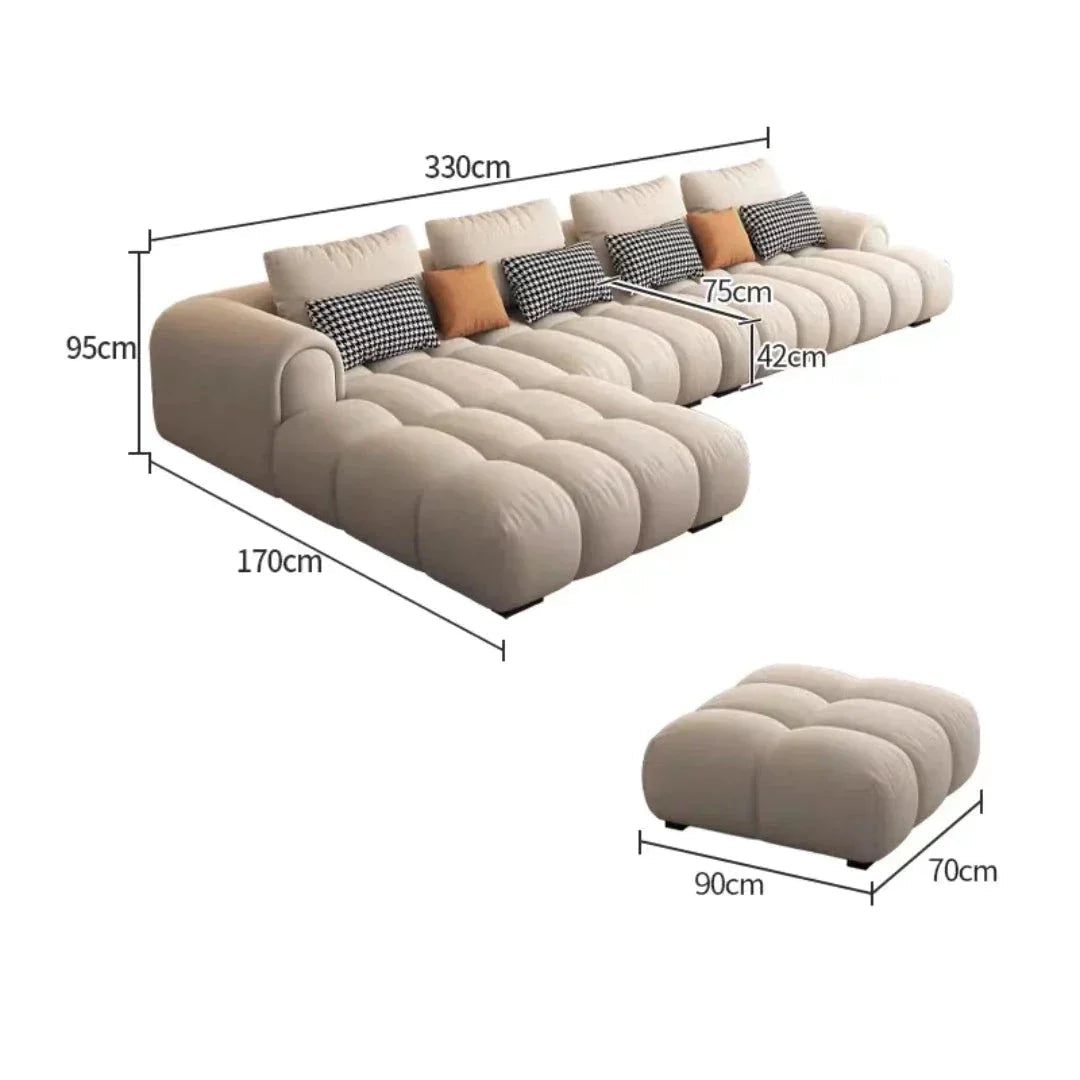 Luxury Sectional Calf Leather Sofa Cama Chaise Sofa Set-ChandeliersDecor.com
