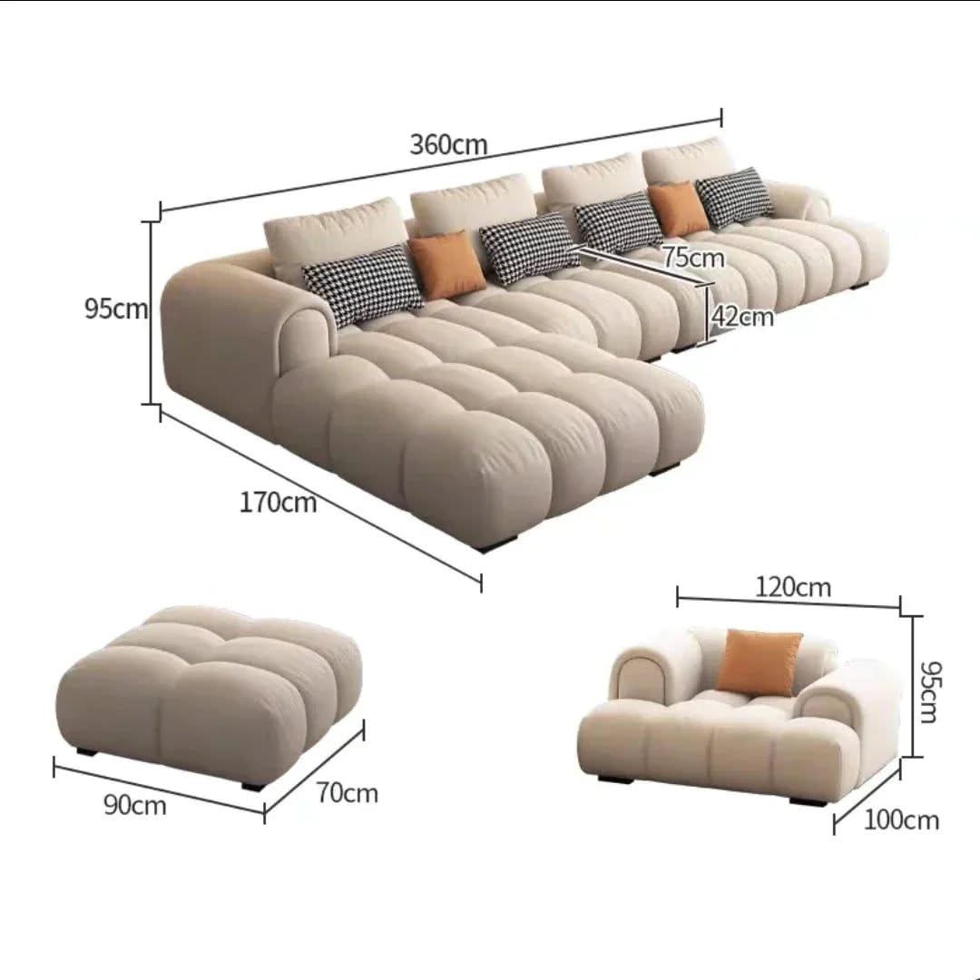 Luxury Sectional Calf Leather Sofa Cama Chaise Sofa Set-ChandeliersDecor.com