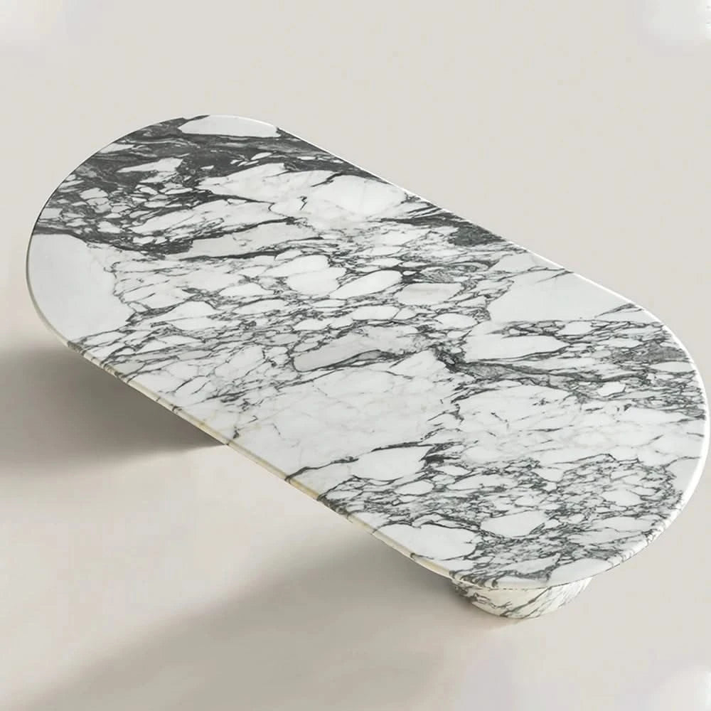 Luxury White Polished Finish Marble Dining Table Set-ChandeliersDecor.com