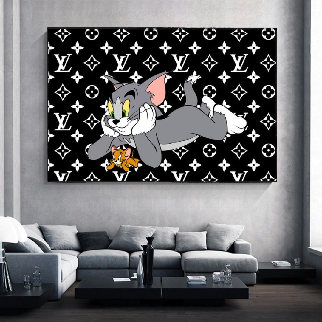 ChandeliersDecor.com-Wall Posters-LV Tom and Jerry Canvas Wall Art Unique LV Collection