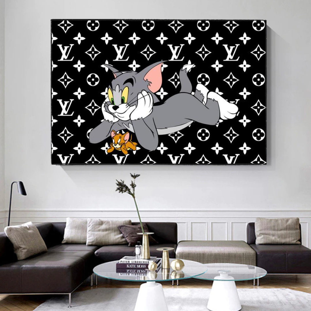 ChandeliersDecor.com-Wall Posters-LV Tom and Jerry Canvas Wall Art Unique LV Collection