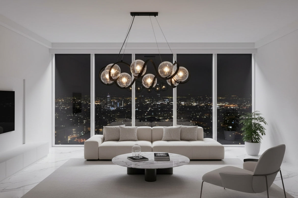 Magic Bean Molecular LED Chandelier with Glass Bubbles-ChandeliersDecor.com