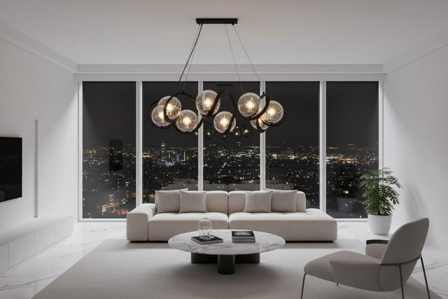 Magic Bean Molecular LED Chandelier with Glass Bubbles-ChandeliersDecor.com