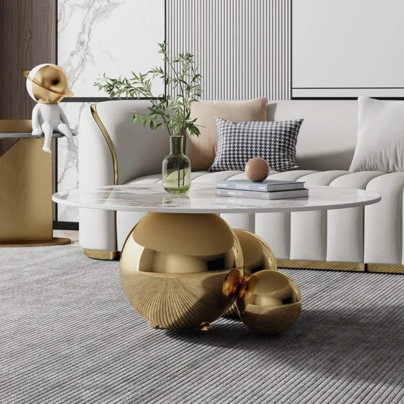 Marble Coffee Table Globe Balls Design-ChandeliersDecor.com