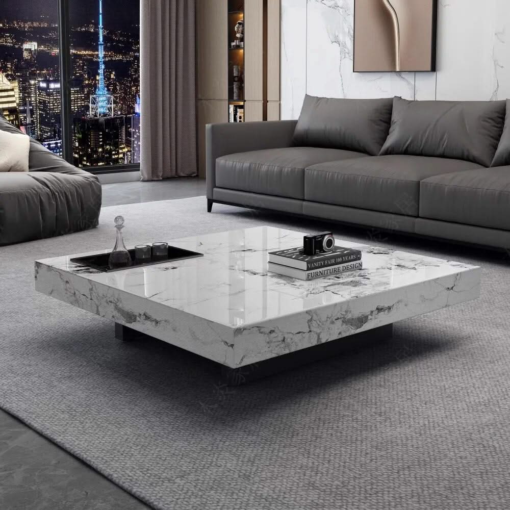 Marble Gloss Coffee Table-ChandeliersDecor.com