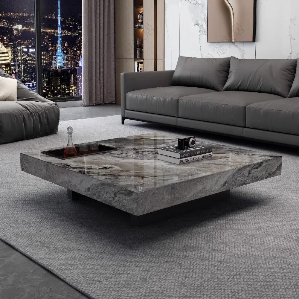 Marble Gloss Coffee Table-ChandeliersDecor.com
