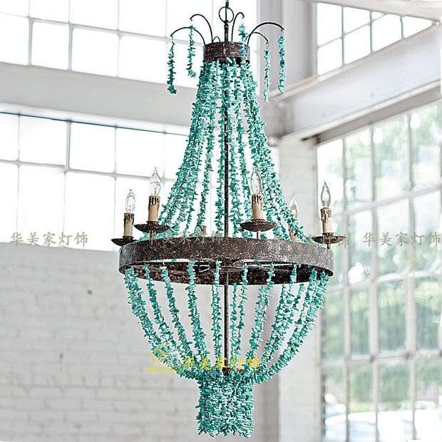 Mediterranean Turquoise Retro Chandelier - Unique Lighting-ChandeliersDecor.com