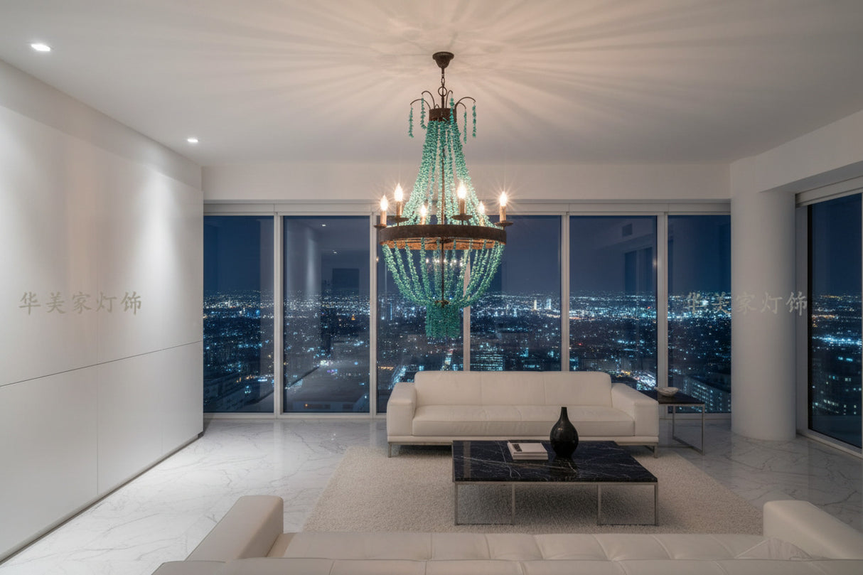 Mediterranean Turquoise Retro Chandelier - Unique Lighting-ChandeliersDecor.com