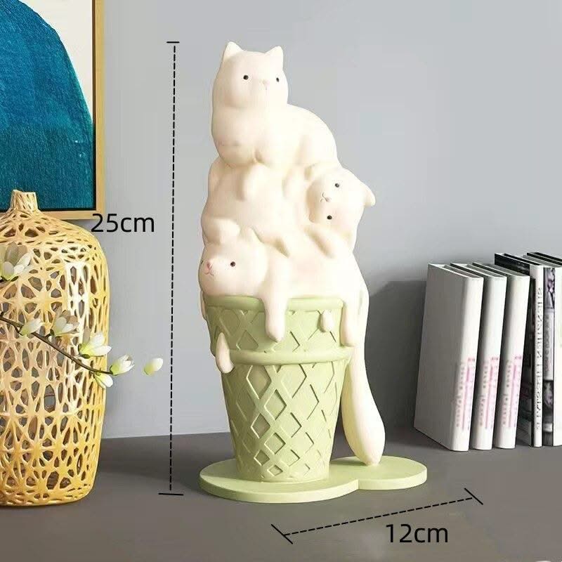 ChandeliersDecor.com-Kids Statues-Melted Ice Cream Cat Statues Sculpture Ornament