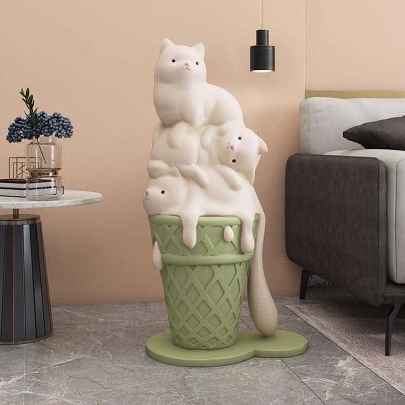 ChandeliersDecor.com-Kids Statues-Melted Ice Cream Cat Statues Sculpture Ornament