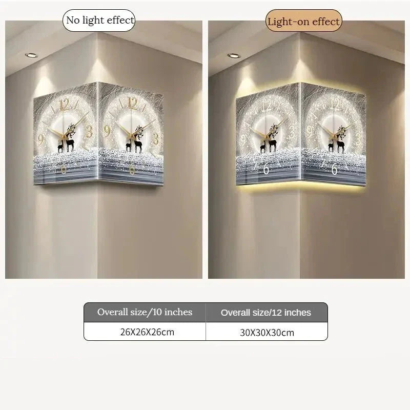 ChandeliersDecor.com-Wall Clocks-Minimalist Double Sided Corner Wall Clock