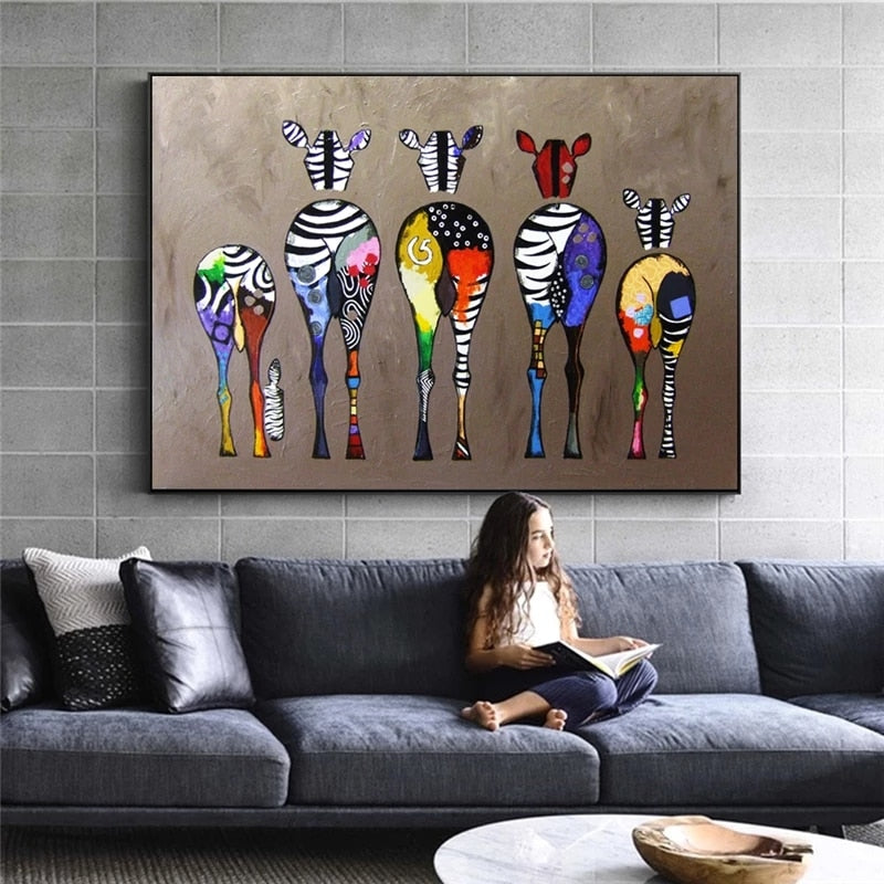 Modern Abstract Zebra Canvas Wall Art-ChandeliersDecor.com