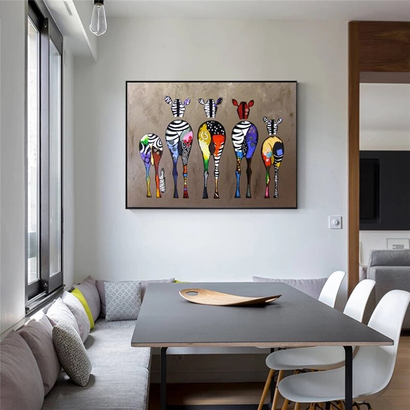 Modern Abstract Zebra Canvas Wall Art-ChandeliersDecor.com