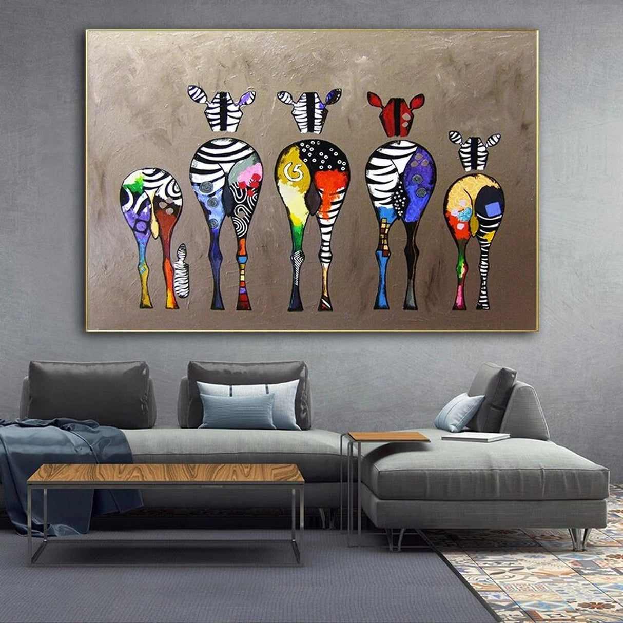 Modern Abstract Zebra Canvas Wall Art-ChandeliersDecor.com