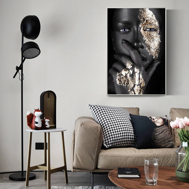 ChandeliersDecor.com-Wall Posters-Modern African Art Woman Canvas Wall Art - Unique Vibrant Home Decor