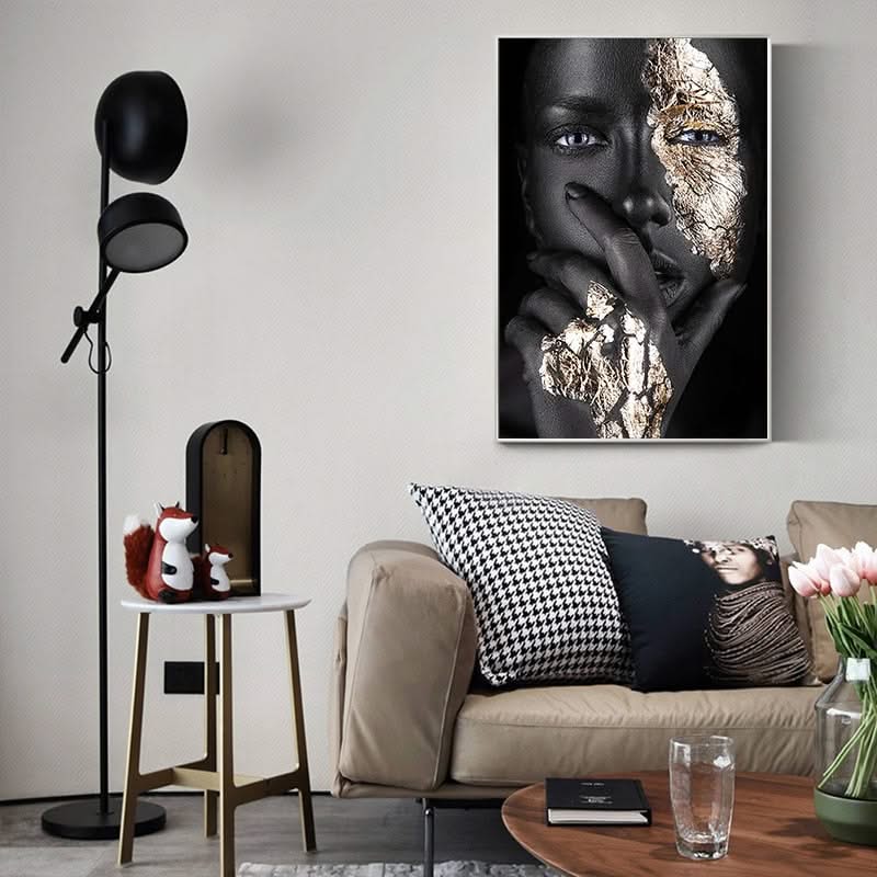 Modern African Art Woman Canvas Wall Art - Unique Vibrant Home Decor-ChandeliersDecor.com