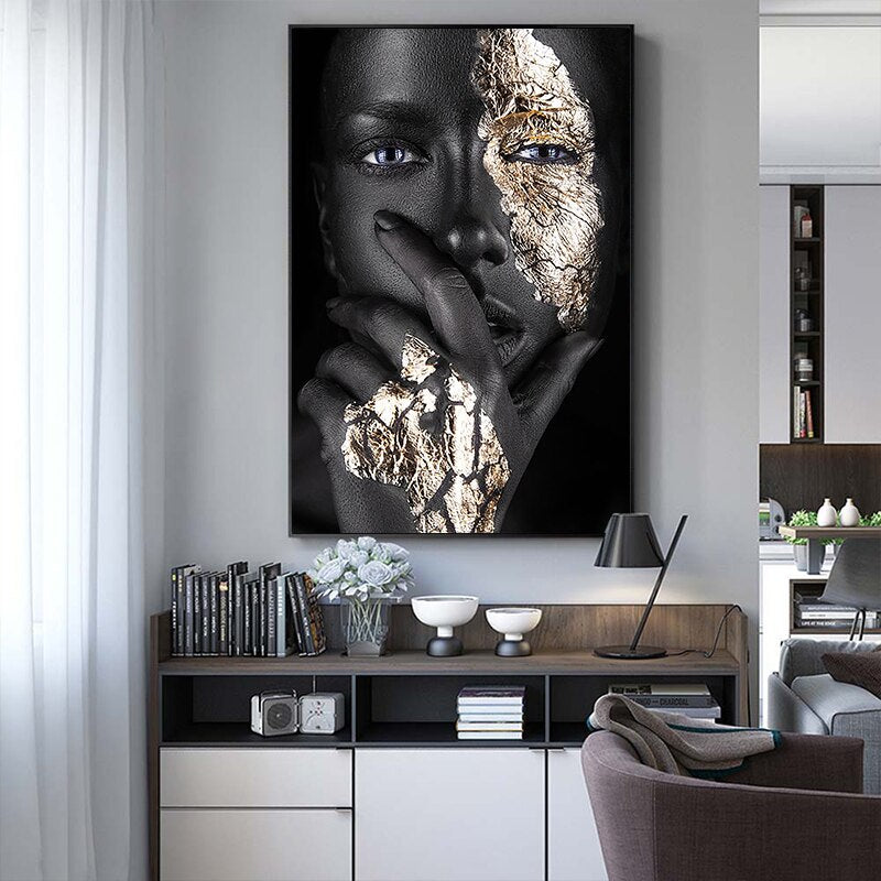 ChandeliersDecor.com-Wall Posters-Modern African Art Woman Canvas Wall Art - Unique Vibrant Home Decor