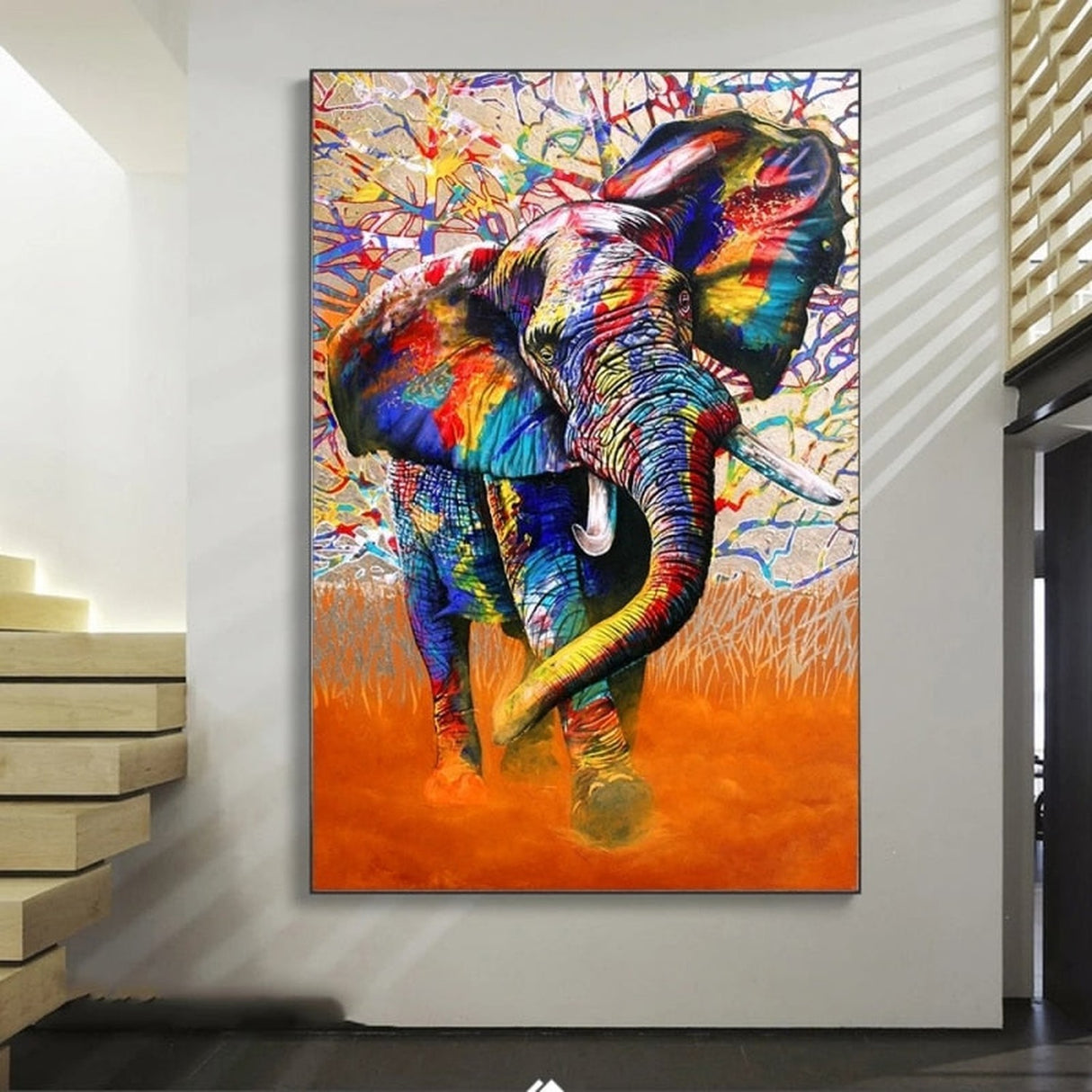 ChandeliersDecor.com-Wall Posters-Modern Art Colourful Elephant Canvas Wall Art