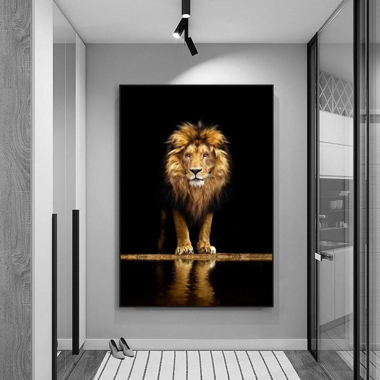 Modern Art Lion In The Dark Canvas Wall Art-ChandeliersDecor.com