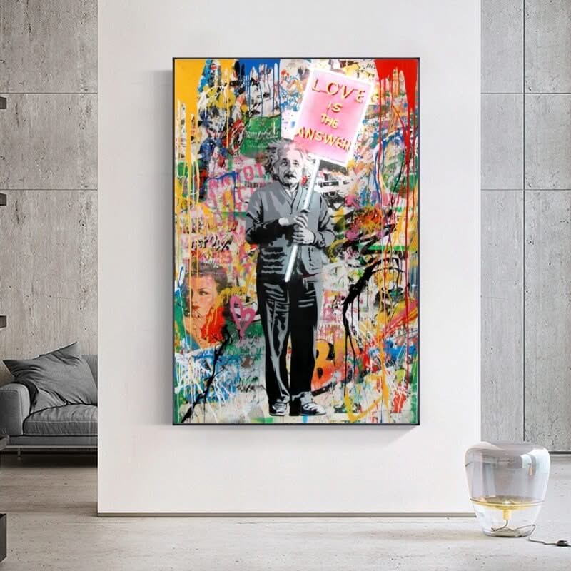 Modern Banksy Artwork Abstract Portrait Canvas Wall Art-ChandeliersDecor.com