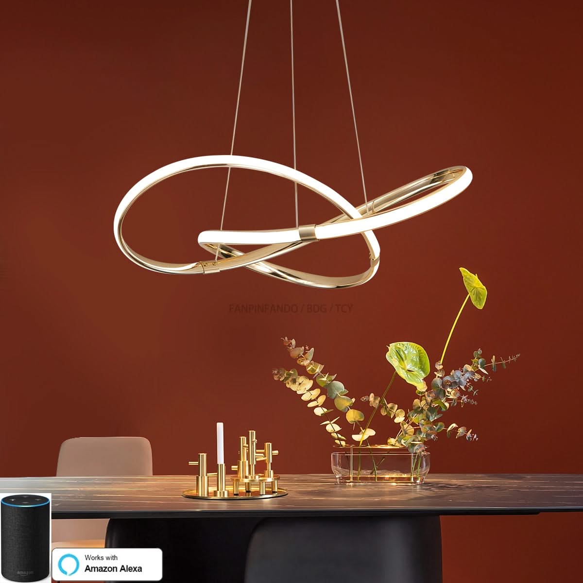 Modern Chrome Plated Gold LED Chandelier for Dining and Living Room-ChandeliersDecor.com