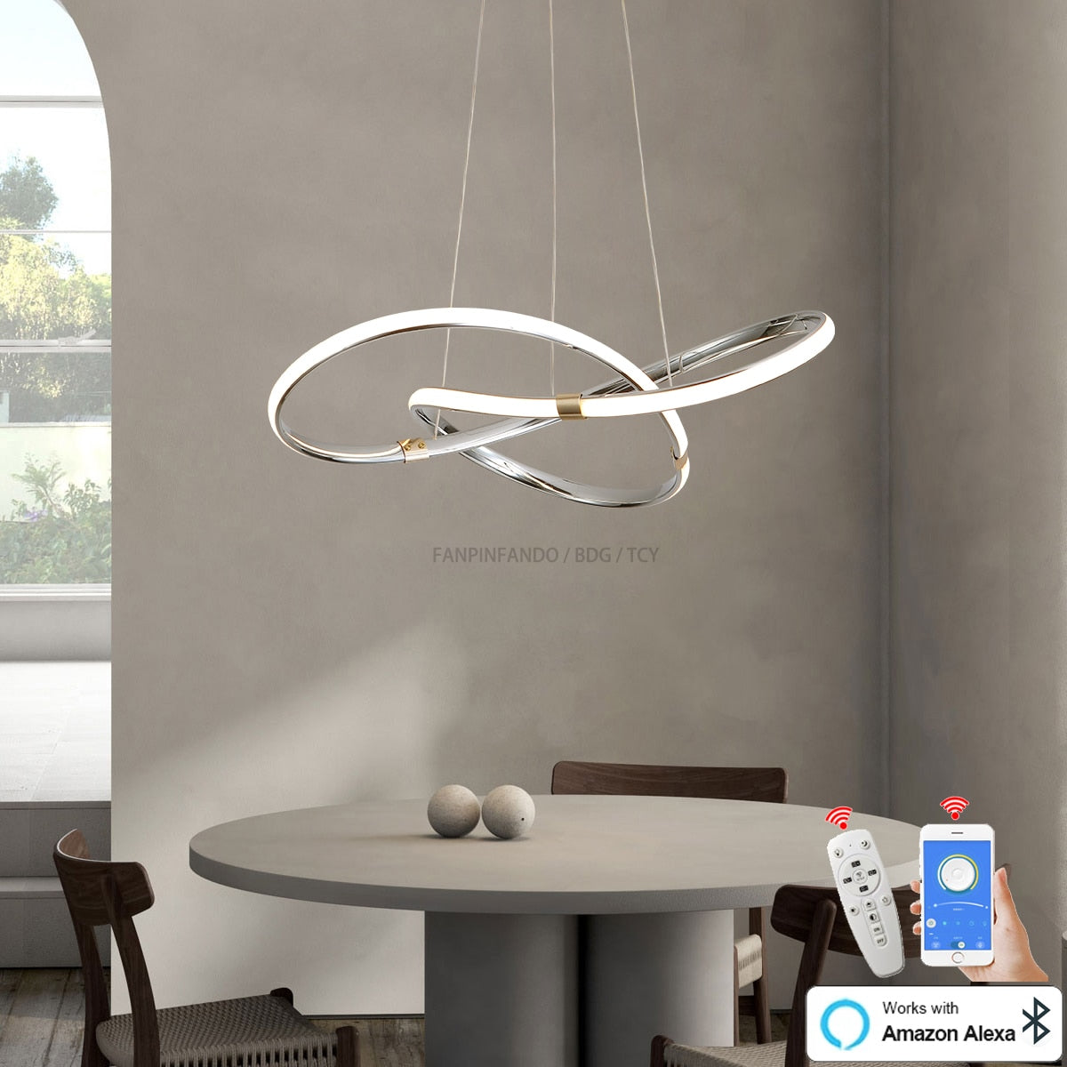 ChandeliersDecor.com-Kitchen Island-Modern Chrome Plated Gold LED Chandelier for Dining and Living Room